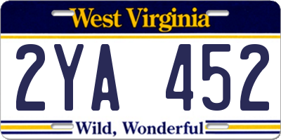 WV license plate 2YA452
