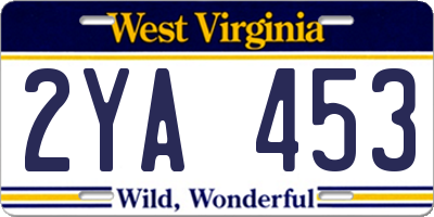 WV license plate 2YA453