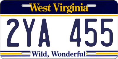 WV license plate 2YA455