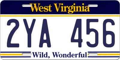 WV license plate 2YA456