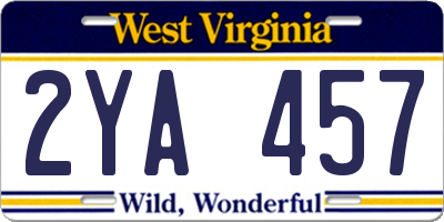 WV license plate 2YA457
