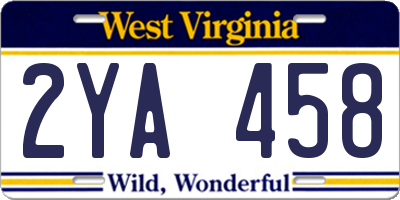 WV license plate 2YA458