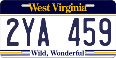WV license plate 2YA459