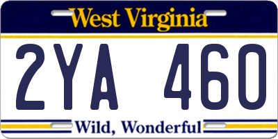 WV license plate 2YA460