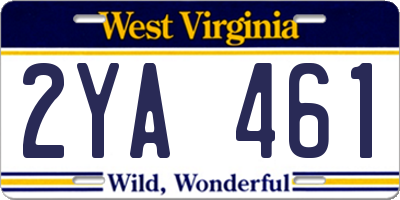 WV license plate 2YA461