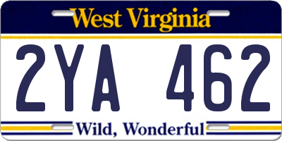 WV license plate 2YA462