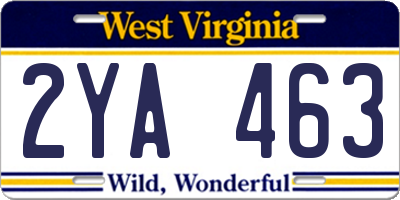 WV license plate 2YA463