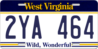 WV license plate 2YA464