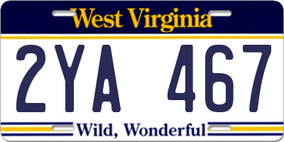 WV license plate 2YA467