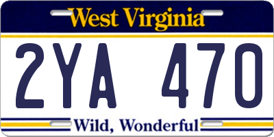 WV license plate 2YA470