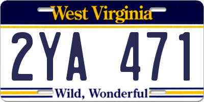 WV license plate 2YA471