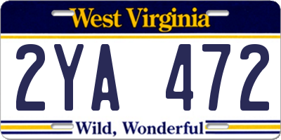 WV license plate 2YA472