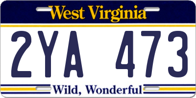 WV license plate 2YA473