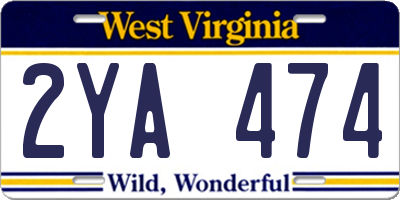 WV license plate 2YA474