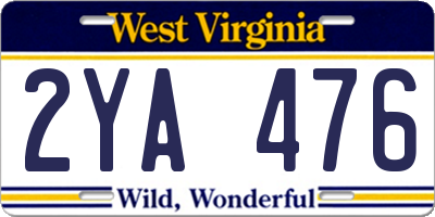 WV license plate 2YA476