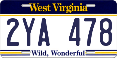 WV license plate 2YA478