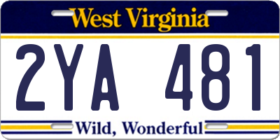 WV license plate 2YA481