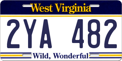 WV license plate 2YA482