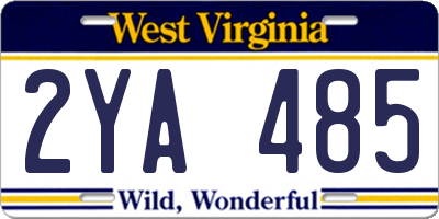 WV license plate 2YA485