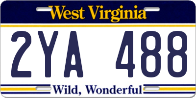 WV license plate 2YA488