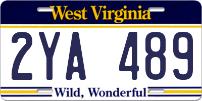 WV license plate 2YA489