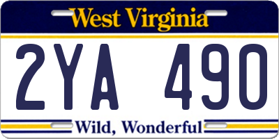 WV license plate 2YA490