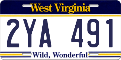 WV license plate 2YA491