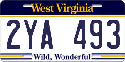 WV license plate 2YA493
