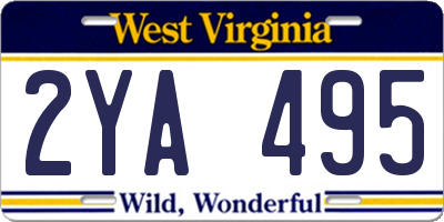 WV license plate 2YA495