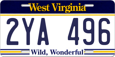 WV license plate 2YA496