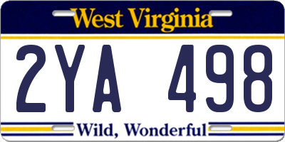 WV license plate 2YA498