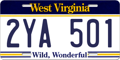 WV license plate 2YA501