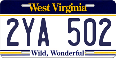 WV license plate 2YA502