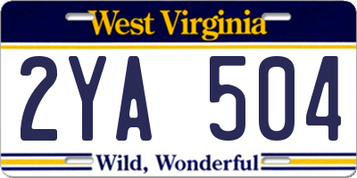 WV license plate 2YA504