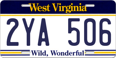 WV license plate 2YA506