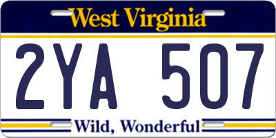 WV license plate 2YA507