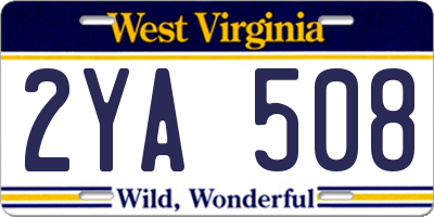 WV license plate 2YA508