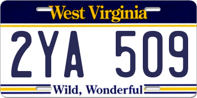 WV license plate 2YA509