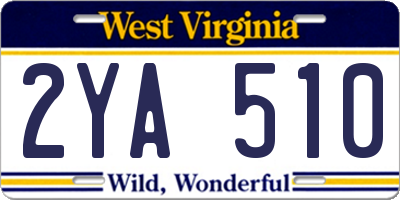 WV license plate 2YA510