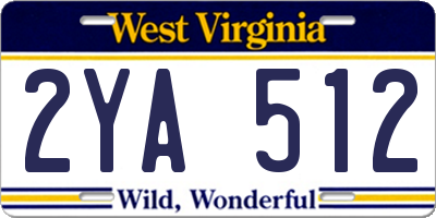 WV license plate 2YA512