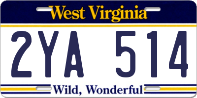 WV license plate 2YA514