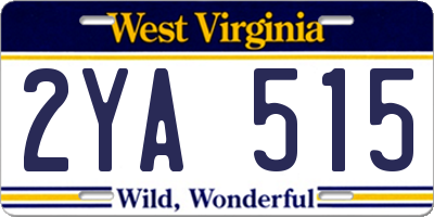WV license plate 2YA515