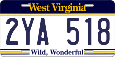 WV license plate 2YA518