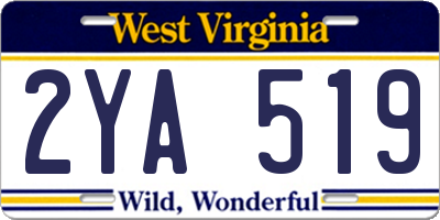 WV license plate 2YA519