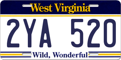 WV license plate 2YA520