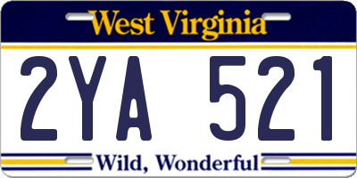 WV license plate 2YA521