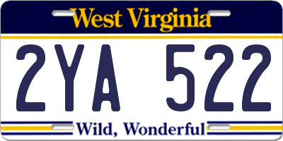 WV license plate 2YA522
