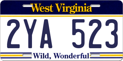 WV license plate 2YA523