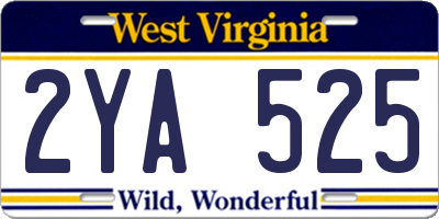 WV license plate 2YA525