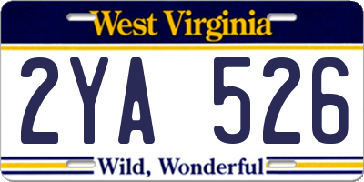 WV license plate 2YA526